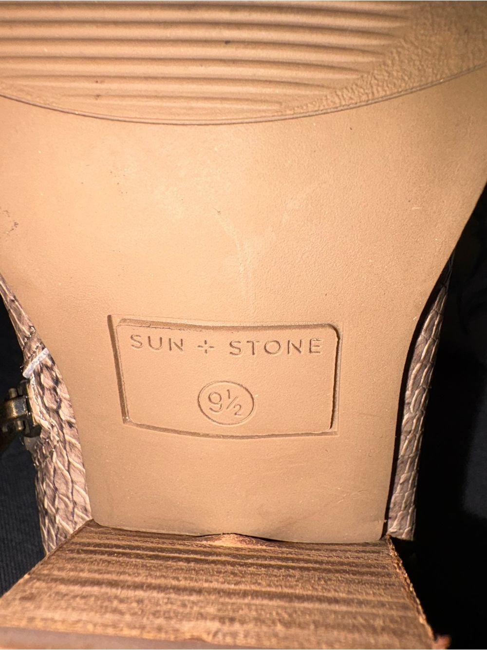 Sun + Stone Tan Snakeskin Print Ankle Boots-Womens Size 9.5 Booties - Picture 5 of 6